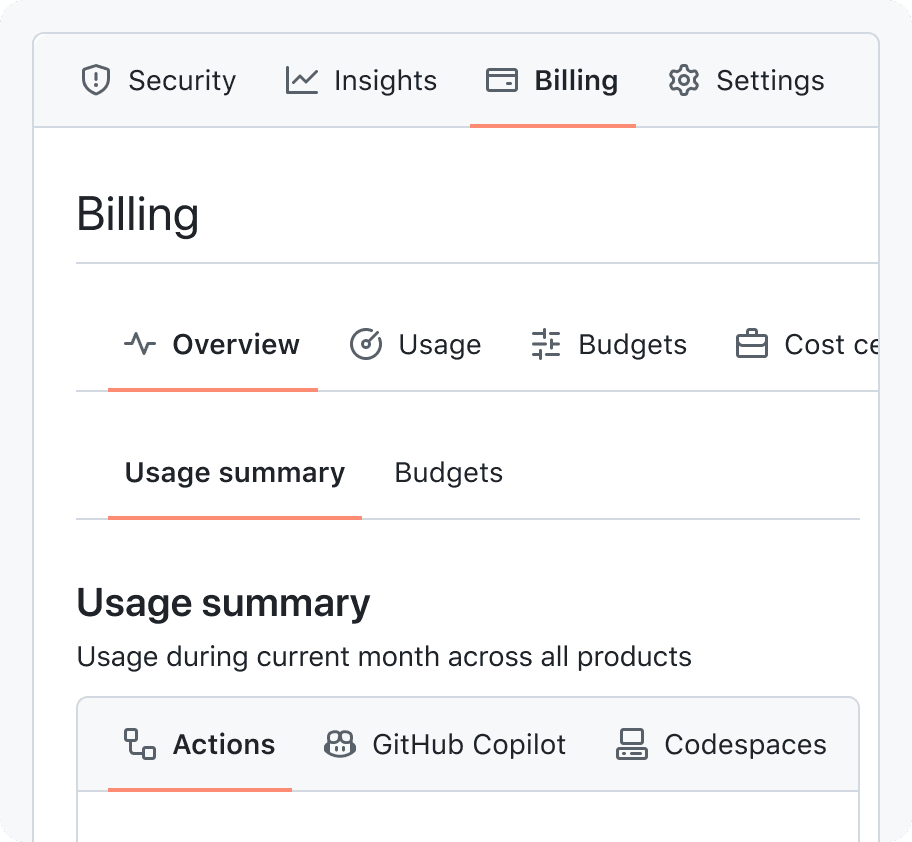 A page with three top-level tabs. Then, a placeholder heading and description followed by more tabs to separate subpage content. Top-level tabs are highlighted.