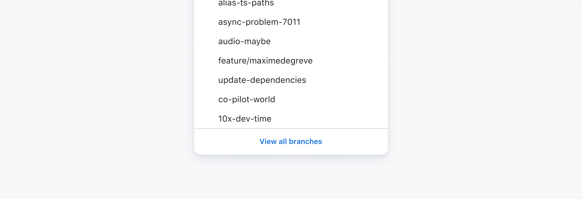 Select panel with a footer that includes a View All link