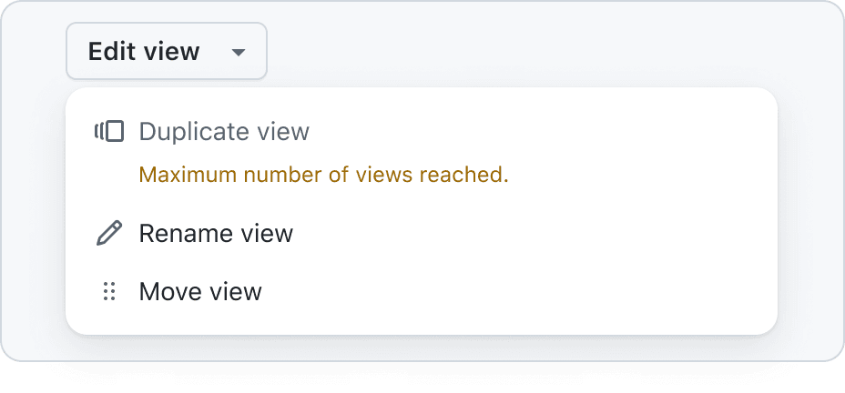 An ActionMenu with the first item in an inactive state.