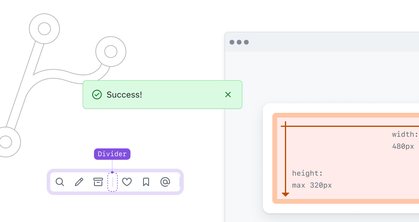 A visual representation of the Primer product library, including icons and components